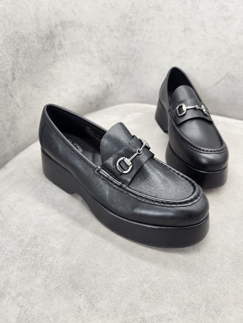 Kork-Ease Loafers 6 Black Leather Parson HorseBit Platform Chunky Retro New $220